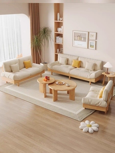 Sofá Seccional Moderno Nórdico de Madera Maciza en Forma de L, Tapizado en Tela, con Chaise Longue para Sala de Estar - Product Image 4