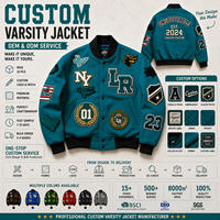 Veste de sport personnalisée bleu sarcelle pour homme, veste universitaire avec patchs en chenille brodés, entièrement en laine, style streetwear, veste bomber, fabricant OEM