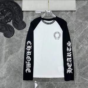 เสื้อยืดแขนยาวผ้าฝ้ายพิมพ์ลายสำหรับผู้ชายและผู้หญิง ทรงหลวม สไตล์สตรีท ไม่มีปก ระบายอากาศได้ดี ขายส่ง - Product Image 4