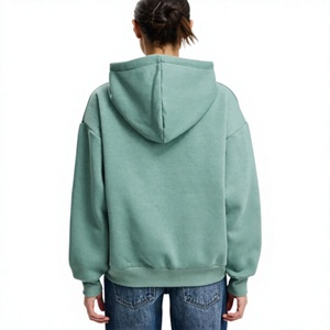 Sudadera Extra Grande para Mujer, Color Sólido, 100% Algodón, 380 GSM, Felpa, con Bolsillo, Manga Larga, para Otoño e Invierno - Product Image 4
