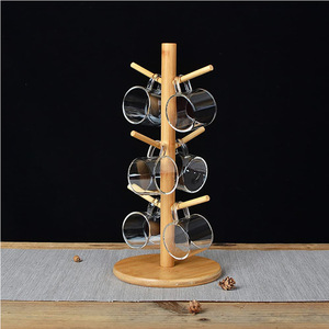 Soporte para Tazas de Bambú de 3 Niveles, Escurridor Redondo de Madera Natural, Secado Rápido, Organizador de Cocina - Product Image 1