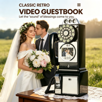Nouveau Livre d'Or Vidéo HD 1080P 2026, Caméra Murale Style Téléphone Ancien et Enregistreur Vocal, Stockage 32 Go pour Mariages et Fêtes