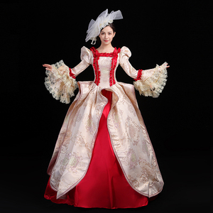 Abito Medievale del XVIII Secolo per <span class=keywords><strong>Donna</strong></span>, Vestito da Ballo a Vita Alta con Maniche a Campana, <span class=keywords><strong>Costume</strong></span> Rinascimentale da Principessa in Raso con Inserti in Pizzo - Product Image 5