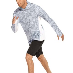 Venta al por mayor personalizado ventilado ligero Camo Tie Dye pesca hombre cuello redondo camisas pesca Sudadera con capucha con cremallera - Product Image 5