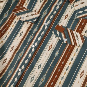 Camicie a Righe a Maniche Lunghe per Uomo in Stile Occidentale 100% Cotone con Stampa Digitale in Diversi Colori - Product Image 5