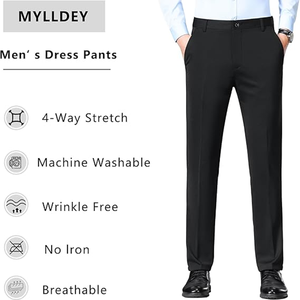 <span class=keywords><strong>Pantaloni</strong></span> Casual di alta qualità elasticizzati stretti e dritti in tinta unita da uomo tailleur <span class=keywords><strong>pantaloni</strong></span> lunghi <span class=keywords><strong>con</strong></span> <span class=keywords><strong>tasche</strong></span> da ufficio per gentiluomo - Product Image 6