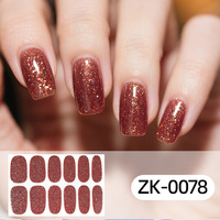 Autocollants de vernis à ongles en gel semi-durci UV auto-adhésifs, imperméables, non toxiques, 16 bandes, motif Nébuleuse Violette, style French Autumn Art