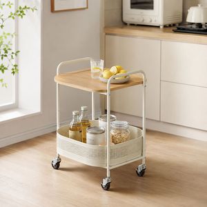 <span class=keywords><strong>Chariot</strong></span> de rangement roulant moderne à 2/3 niveaux en acier et MDF, organisateur domestique, <span class=keywords><strong>chariot</strong></span> utilitaire pour cuisine et salle de bain avec roulettes - Product Image 1