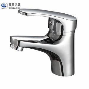 Robinet de lavabo Chenlu à poignée unique en acier inoxydable, moderne, à poser sur le comptoir, monotrou, eau chaude et froide - Product Image 1