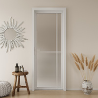 Porte en verre minimaliste à cadre en aluminium ultra mince de couleur noir blanc gris pour placard de salle de bain de chambre à coucher