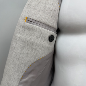 Op maat gemaakte, hoogwaardige, slanke linnen pakjas, OEM ODM, heren business casual <span class=keywords><strong>blazer</strong></span>, fabrikant van pakken. - Product Image 4