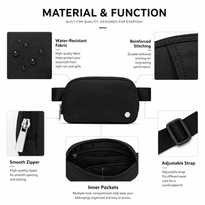 Hot Selling Waterproof Nylon Waist Bag Custom Logo Unisex Crossbody Fanny Pack OEM ODM Travel Sports <b>Belt</b> Pouch Zipper Closure - Product Image 5