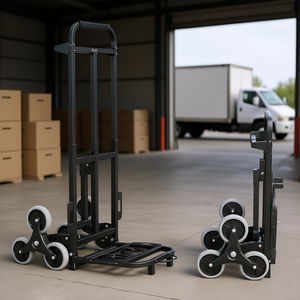 Chariot à main pliable robuste à 6 roues, capacité de 460 lb, chariot pour monter les escaliers, plateforme en acier métallique, outils, noir - Product Image 2