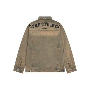 Giacca in Denim Vintage Invernale Casual con Ricamo e Lettere, Oversize Personalizzata per Uomo - Product Image 2
