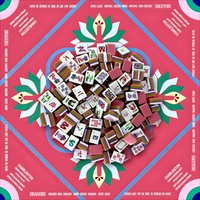 Jeu de tuiles de mahjong américain rayées rose pâle, 3 couches en acrylique, avec tapis de jeu de mahjong imprimé Lotus Charleston rose