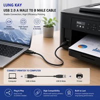Câble d'imprimante USB 2.0 LUNG KAY Durable SR plaqué or haute vitesse A vers B pour imprimante, scanner de bureau, contrôleur MIDI
