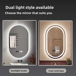 <span class=keywords><strong>Espejo</strong></span> de <span class=keywords><strong>Baño</strong></span> LED Ovalado Inteligente Iluminado Tipo Pasarela, Montado en la Pared, con Pantalla Táctil, <span class=keywords><strong>Espejo</strong></span> de Maquillaje - Product Image 4