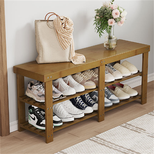 <span class=keywords><strong>Meuble</strong></span> à chaussures moderne en bambou avec banc et siège intégrés, rangement à 2 niveaux <span class=keywords><strong>pour</strong></span> salon – Gain de place, durable, supporte jusqu'à 300 lb - Product Image 2
