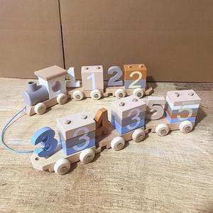 บล็อกก่อสร้างรถไฟไม้การ์ตูนของเล่นเพื่อการศึกษาปฐมวัยของขวัญวันเกิดสำหรับเด็กอายุ5ถึง7ปีเด็กชายเด็กหญิง - Product Image 6