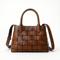 Tas Selempang Kulit Asli Premium Anyaman Kulit Unta Mewah, Tali Bahu Dapat Disesuaikan, Model Vintage Fashion Terbuka