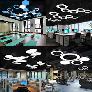 Luminaires de bureau LED ultra-lumineux, lustres pour gymnases, studios de danse, cafés internet, magasins - Construction en fer et PMMA, double usage - Product Image 3