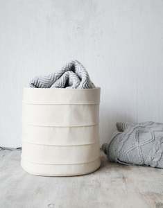 Panier de rangement pour linge sale <span class=keywords><strong>en</strong></span> <span class=keywords><strong>toile</strong></span> de coton écologique, blanc - Product Image 2