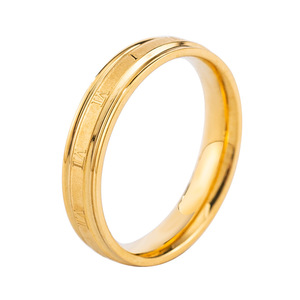 แหวนคู่รัก ไทเทเนียมสตีล ชุบโรสโกลด์ ขัดทราย ตัวเลขโรมัน เครื่องประดับงานแต่งงาน - Product Image 5