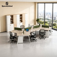 Espace de travail partagé moderne SpaceUnited avec structure en acier, bureau réglable à 120 degrés pour 3 personnes