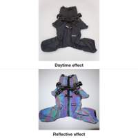 Imperméable holographique réfléchissant pour chien avec harnais intégré, couverture intégrale imperméable à quatre pattes pour petits et moyens chiens