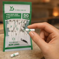 Embouts filtrants en céramique au charbon actif 6 mm, fins et longs, avec noyau en charbon de coco, filtres jetables pour le tabac à rouler