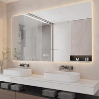 Miroir de salle de bain moderne de haute qualité en verre électronique anti-buée intelligent à LED rectangulaire sans cadre mural incassable