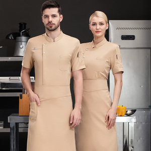 Veste d'été à manches courtes pour serveur et chef Chemises de cuisine pour barbecue, boulangerie, restaurant, bar, cuisine, uniforme, accessoires, manteau de chef. - Product Image 5