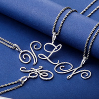 Kalung Huruf Inisial Kustom 1pc dengan Tulisan Kursif, Liontin Alfabet CZ Berlapis Emas 18K, Perhiasan Kalung Hip Hop