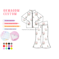 Tenue respirante en nylon-spandex 2T-14Y taille élastique ajustement confortable vêtements d'entraînement évacuant l'humidité ensemble de yoga et de tennis pour enfants