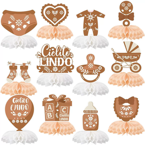 Decoraciones de Mesa para Baby Shower Cielito Lindo, Paquete de 12 Centros de Mesa de Panal de Abeja Estilo Mexicano para Revelación de Género y Cuarto de Bebé - Product Image 1