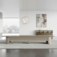Table de réunion de direction en panneau de particules E1 avec texture 3D et processus de succion, bureau de conférence moderne pour salle de réunion