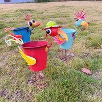 Pot Tanaman Burung Logam Lucu Oniya, Pot Bunga Flamingo Toucan yang Imut, Wadah Sukulen untuk Taman Luar Ruangan, Hiasan Taman