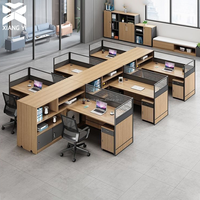 Bureau de direction en L avec 4 postes, table de bureau, solution de planification d'espace pour aménagement de bureau libre, mobilier de bureau