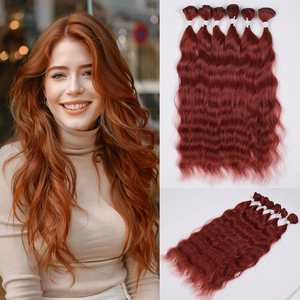 LOVE <span class=keywords><strong>ME</strong></span> 20 Pollici Extension Capelli Sintetici Ondulati Sciolti Effetto Acqua, 6 Pezzi, Tinta Marrone, Resistenti alle Alte Temperature - Product Image 1