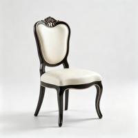 Chaise en bois massif sculptée de style américain haut de gamme avec dossier rembourré pour salle à manger, maison, hôtel, restaurant