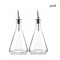 Bouteille Distributrice d'Huile d'Olive en Verre de 17 oz avec Bec Verseur en Acier Inoxydable, Ensemble de Bouteilles à Huile et Vinaigre Transparentes, Vente en Gros OEM