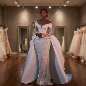 Vestido de Novia OEM con Diseño Personalizado a Medida Estilo Sirena Hecho a Mano con Cristales y Tela de Moda para Novias - Product Image 2