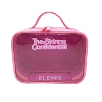 Pochette de maquillage transparente personnalisée, étanche, avec fenêtre, sac de toilette de voyage, PVC transparent avec cuir PU, sac de maquillage cosmétique