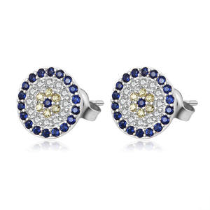 Dylam-pendientes plata de primera ley y circón para mujer, aretes pequeños, plata esterlina 925, Circonia cúbica, zirconia, circonita, zirconita, chapado en oro de 18K, color azul, turco - Product Image 1