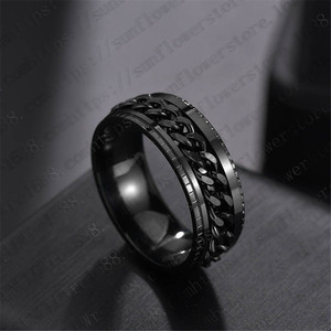 Anello a catena Cool anello da uomo gioielli regalo anello Spinner da uomo <span class=keywords><strong>Rock</strong></span> Biker metallo acciaio inossidabile Punk Hip Hop Party Spinner Ring - Product Image 5