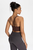 Soutien-gorge de sport respirant à maintien élevé pour femme, couleur unie, dos croisé élégant, idéal pour l'extérieur et la gym