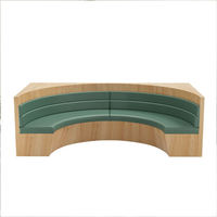Maßgefertigte Halbrunde U-förmige Massivholz-Themenrestaurant-Sitzgruppe Sofa Tisch und Stühle