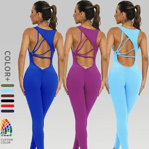 New product workout jumpsuit women all in one yoga sleeveless fitness suit running sportswear elastic tight training suit