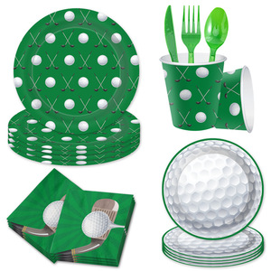 Articles <span class=keywords><strong>de</strong></span> fête sur le thème du golf 3D avec chemins <span class=keywords><strong>de</strong></span> <span class=keywords><strong>table</strong></span>, assiettes en forme <span class=keywords><strong>de</strong></span> balle, serviettes et ensemble <span class=keywords><strong>de</strong></span> vaisselle pour décorations <span class=keywords><strong>de</strong></span> fête d'anniversaire sur le thème du golf - Product Image 2
