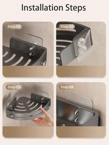 Estantería de Pared sin Perforación, Estante de Esquina, Organizador de Baño, Estante de Almacenamiento de Plástico Montado EN LA Pared - Product Image 6